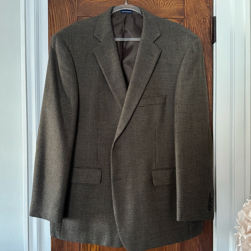 Stafford Essentials Classic Fit Houndstooth Jacket Brown Size 46R